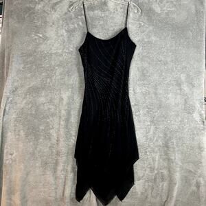 Vintage Y2K Byer Too Midi Dress Womens 6/M Black Sparkle Fairy Gotch Whimsical